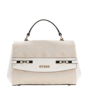 Guess Melinda Logo Top Handle Flap off white logo