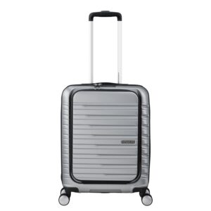 American Tourister Flashline Spin. 55/20 Frontloader Cabin Trolley sky silver