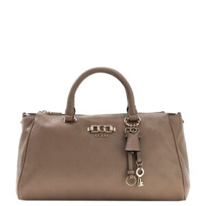 Guess Anise Large Box Satchel dark taupe logo
