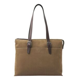 Castelijn & Beerens Nubuck Schoudertas 15.6" RFID taupe