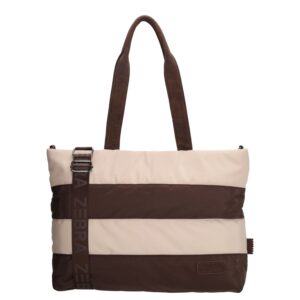 Zebra Trends Elske Puffer Laptopschoudertas - 15.6" laptopvak - streep bruin/beige